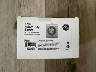 GE 2-pack Heavy-Duty Timer, Grounded Outlets, 24-Hour  - NEW