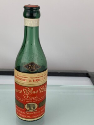 G.Bouhon (743) Encre Blue Black Fixe 16 oz Belgium Sealed full, elephant (e865)
