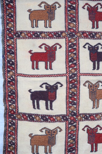 Antique Kilim Rug 4x7 Turkmen Tribal Vintage Sumak Rug, Flatweave Pictorial Rug - Picture 11 of 15