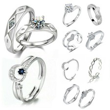 Womens Chic 925 Sterling Silver Rings Adjustable Thumb Ring Love Friendship Gift