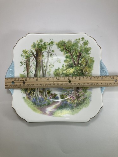 Piatto da torta con manico Shelley "Woodland" 13348 - Fine Bone China England - Foto 11 di 13