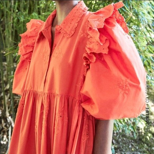 ZARA OPENWORK EMBROIDERED ORANGE MIDI DRESS BLOGGERS S SMALL UK 8 - Picture 6 of 10