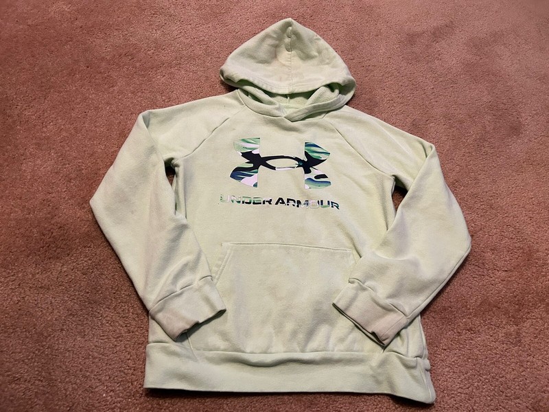 Under Armour Youth MD Athletic Pullover Hoodie Sweatshirt Lt. Green Loose Fit