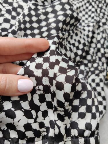 Michael Kors elasticated checked relaxed white black satin trousers y2k UK 14 - Picture 10 of 10