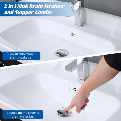 2 Pack Upgraded Bathroom Sink Stopper Universal Pop Up Sink Drain Strainer 2.3" - Picture 13 of 45