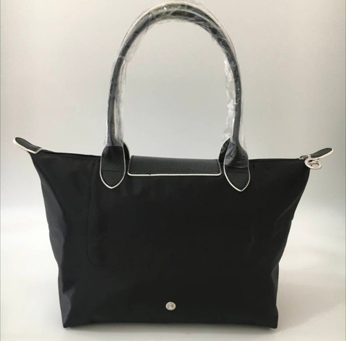 Borsa tote LONGCHAMP 70° anniversario Le Pliage club M nera - tela riciclata nuova - Foto 6 di 9