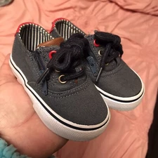 Poll Parrot Ahoy Toddler Aloha Nautical Theme Canvas Shoes Lace & Zip Navy sz 4M