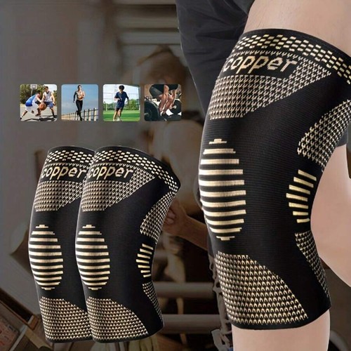 Knee Brace Copper Sleeve Compression Support Sport Joint Pain Arthritis Relief - Picture 8 of 13