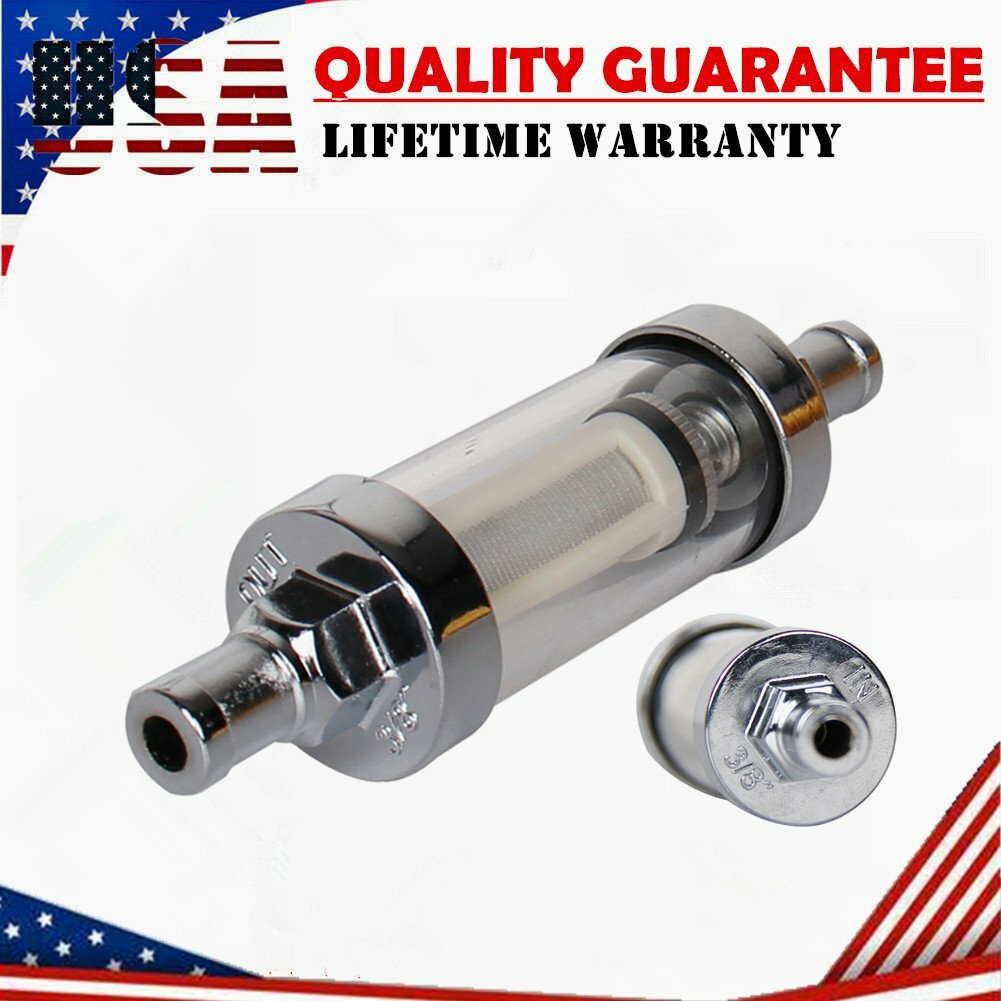 Universal Clearview Glass Fuel Filter Kit Inline 3/8" Chrome Plated