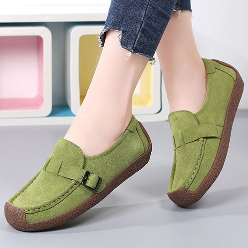 Womens Comfort Boat Shoes Casual Faux Suede Shoes Walking Slip On Flat Loafers - Picture 13 of 28