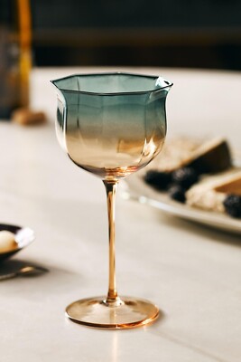 ANTHROPOLOGIE The Met x Anthropologie Red Wine Glass Set of 4 Dark Turquoise