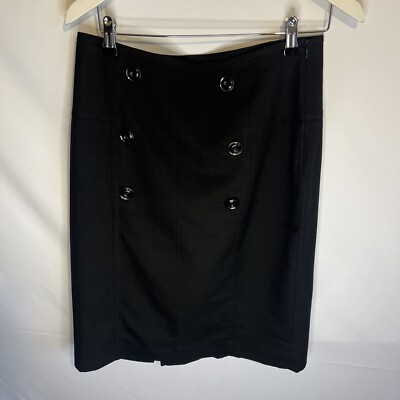 Mango Suit Women’s Black Buttoned Front Formal Work Skirt Size 16 UK