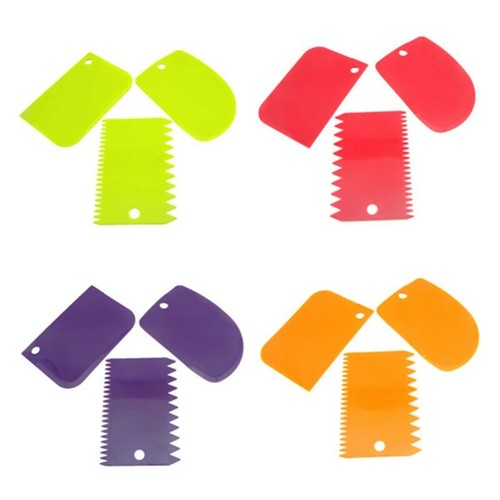 Cake Scraper Set – 3x Plastic Spatulas for Pastry, Fondant & Cake Edging - 第 6/6 張圖片