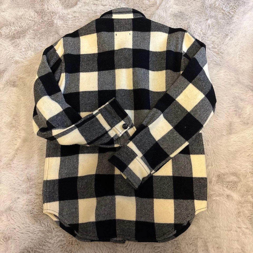 Camisa Chaqueta BEAMS PLUS Mezcla Lana Franela Cuero Codo Parche Cuadros M Japón Foto 2 de 4