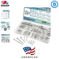 230PCS 12 Sizes Cotter Pins Assortment Kit 304 Stainless Steel Split Pin Fast...