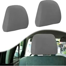2Pcs Car Seat Headrest Cover, Flexible Car Headrest Covers, Reusable Anti- Gray