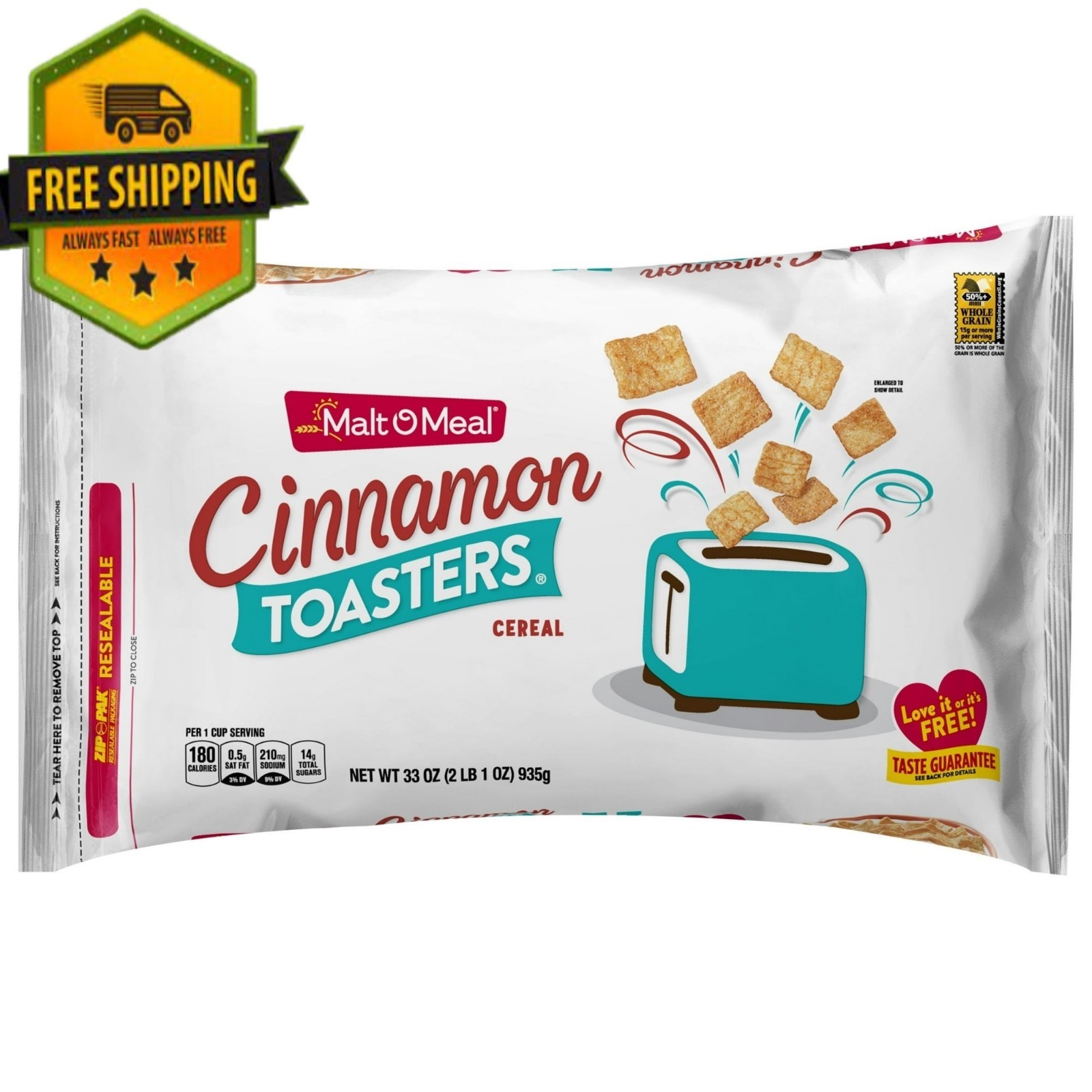 Malt-O-Meal Cinnamon Toasters Cereal, 33 oz &ndash; Crunchy Cinnamon Squares