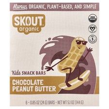 Kids Snack Bars, Chocolate Peanut Butter, 6 Bars, 0.85 oz 24 g Each