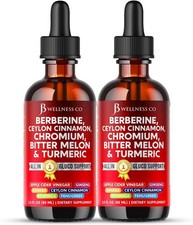 2 PACK Berberine with Ceylon Cinnamon Supplement Liquid  Bitter Melon Extract