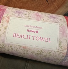 NEW LoveShackFancy x Hurley REVERSIBLE Pink Floral SAND FREE BEACH TOWEL Pockets