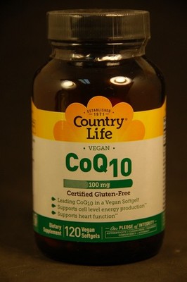 Country Life CoQ10 100 mg 120 Vegan Softgels Gluten-Free, GMP Quality Assured,