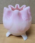 Vintage Fenton Rosalene Pink & White  Rose Bowl  3 Toe Piece Vase
