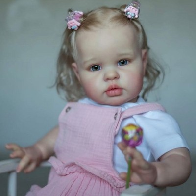 Artist Painted 22'' Toddler Girl Real Reborn Baby Doll Short Hair Cloth Body Gift