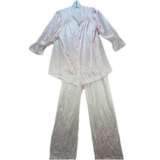 Vintage LORRAINE Pink PJ Set Too Pants Made in USA 100 Antron III Nylon Small