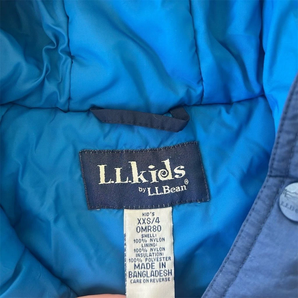 VTG Y2K L.L.Bean Kids Puffer Jacket Blue Size 4 Winter Coat with Pockets