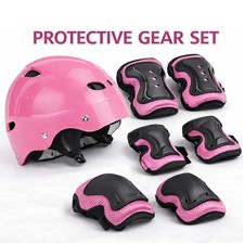 Girls Adjustable Kids Bike Helmet Set with Kn...