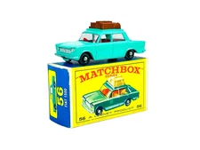 Matchbox Lesney No. 56 Green Fiat 1500 and Roof Luggage w/E3 Box