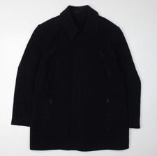 Pierre Cardin Men's Black Overcoat - Size 42, Wool Blend
