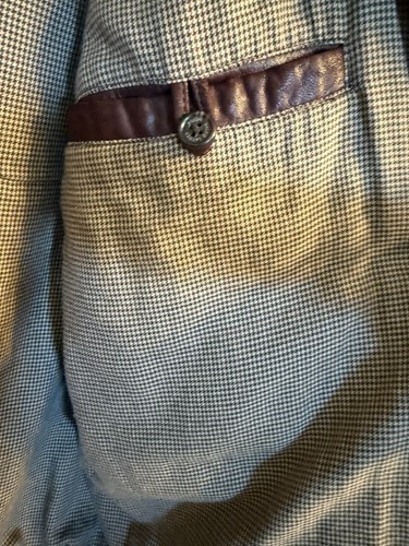 Chaqueta De Colección Polo Ralph Lauren Cuero Suave Para Hombre Pequeña Marrón Pata de Gallo Forrada - Imagen 8 de 15