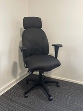 Jet Black Fabric High Back Task Operator Office Chair With Headrest & Arms