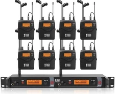 XTUGA RW2080 Wireless in Ear Monitor System 8 Bodypacks UHF IEM System, 902-928m