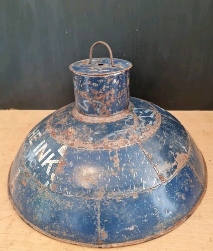 VINTAGE INDUSTRIAL LAMP SHADE INDIAN SCRATCH BUILT FROM SCRAP 15" - Picture 5 of 20