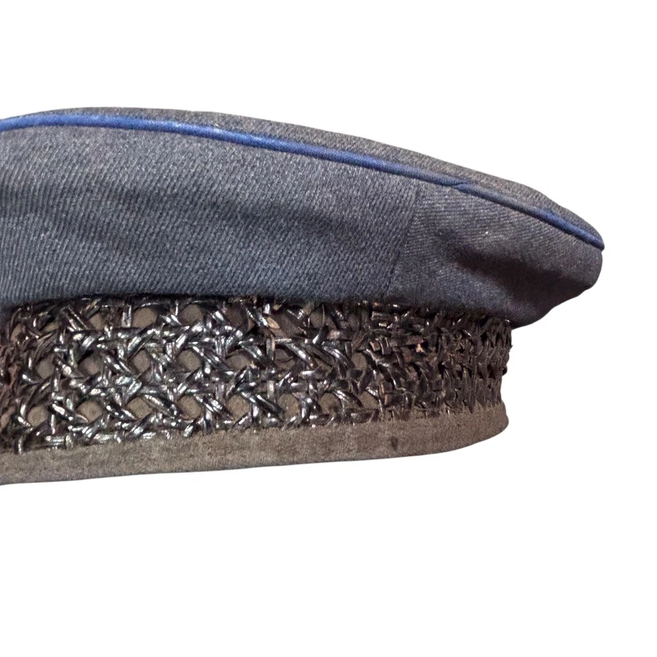 Vintage Holland Hat Cap Woven Leather Braided Police Miltary Navy - Image 4 of 4