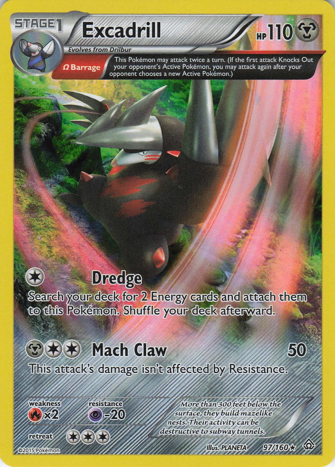 Excadrill 97/160 Rare Primal Clash Pokemon Reverse Holo Lightly Played
