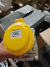 VIAS V443231SW 32A 110V 2P+E IP44 Yellow Surface Wall Mount Socket Outlet