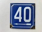 Vintage Enamel Porcelain House Number 40 Arrow Door Sign