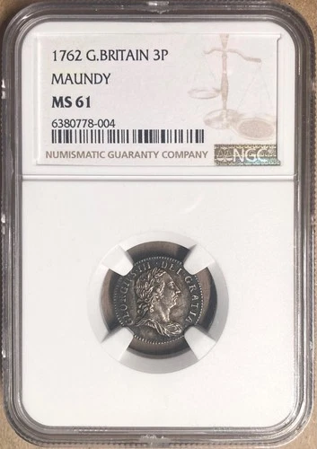 1762 NGC MS61 Great Britain 3P - Maundy