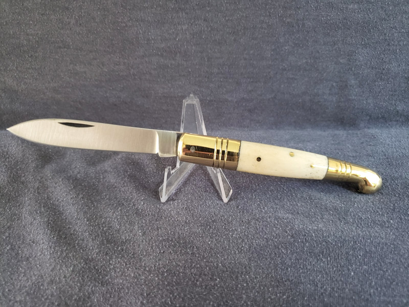 Rite Edge 8.5" Old Fashion Pocket Knife with Bone Handle and Brass Bolsters