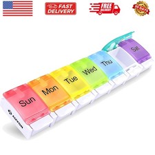 Weekly Pill Organizer Arthritis Friendly, BPA Free Travel 7 Day Pill Box Case...