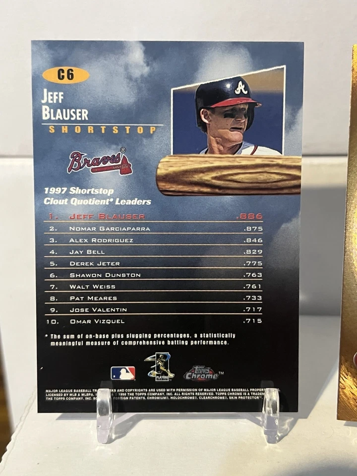 1998 Topps Chrome Clout Nine C6 & 1997 Pinnacle Artist Proof PP11- Jeff Blauser - Image 3 of 4