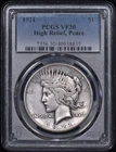 1921 High Relief Peace Silver Dollar $1 PCGS VF30