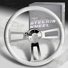 W-power 432mm White Wood Grip 5-hole Aluminum Chrome 17-inch Steering Wheelhorn