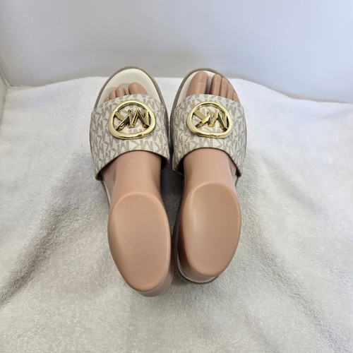 Michael Kors Sadler Vanilla Logo Jacquard Wedge Sandals Womens Size 5.5 M - Picture 12 of 17