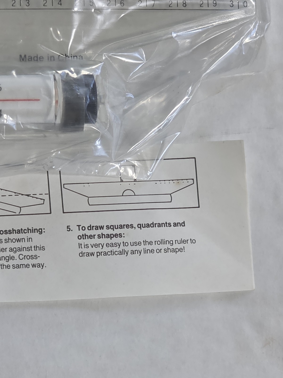 NEW Rolling Ruler 12" Compass Protractor T-Square For Angles Arcs Circles Lines