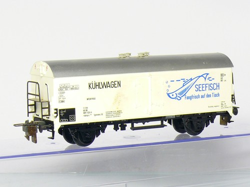 Trix Express 3406 H0  2-achsiger Kühlwagen Ibhlqrs 409 SEEFISCH der DB , weiß | Zustand: Gebraucht