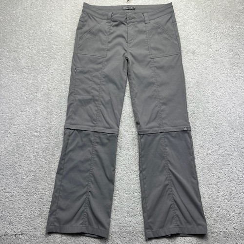 Prana Hiking Pants Womens 12 Tall Gray Monarch Convertible Zip Off Cargo Hiking